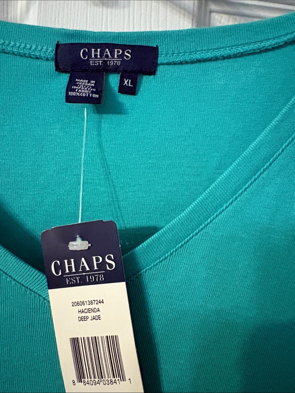 Chaps Women's Teal V-Neck Short Sleeve Tee - Picture 2 of 5